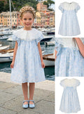 Kids' Light Blue Dress with Wide White Collar