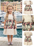 Girls' Dress with Lace Details and Floral Print